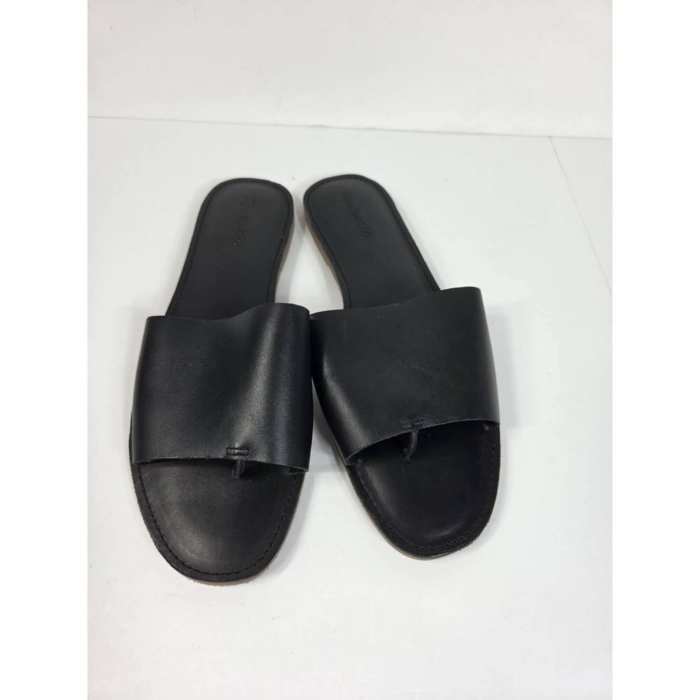 Madewell Boardwalk Post Slide & Thong sandal black leather Sz 11 Women